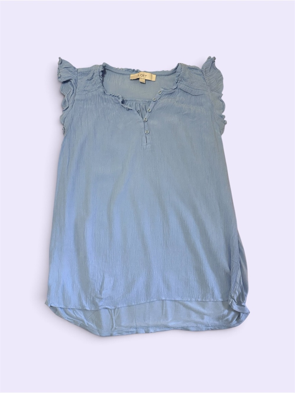 LOFT • Light Blue Ruffle Top